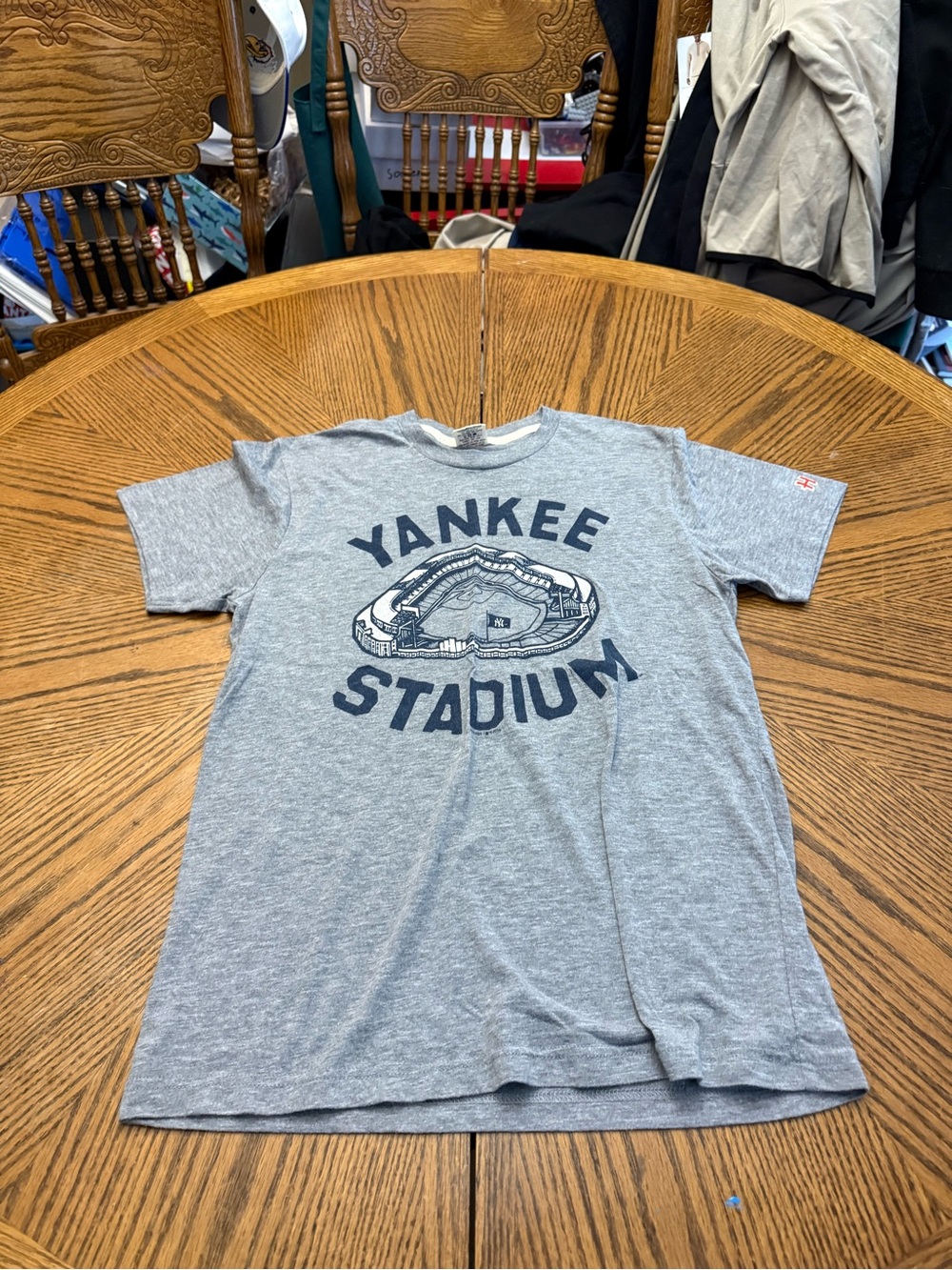 HOMAGE Grey Tee with Navy Yankee Stadium Graphic